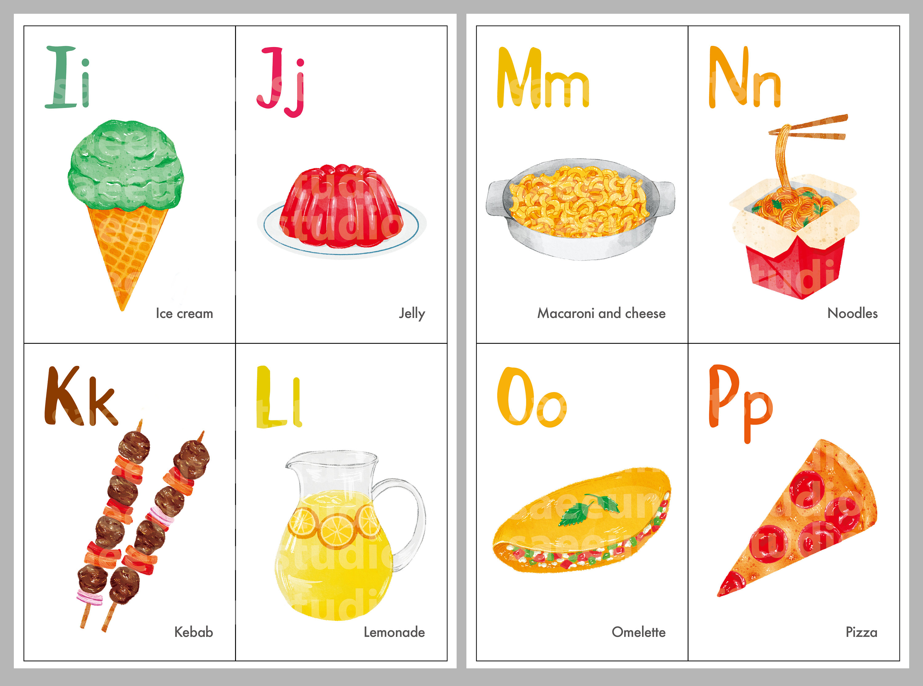 Cute Food Foods English Eating Alphabet Etsy