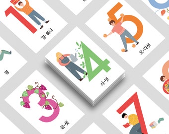 Koreanische Zahl Karteikarten: Hangeul Druckbare Karten (Digitaler Download)