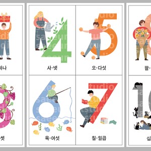 DIGITAL Only/hangeul Hangul Korean Number Numbers Flashcards ...