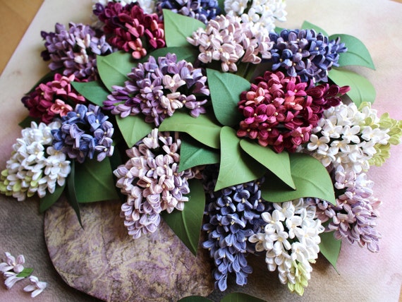 Bouquet De Lilas Papier Quilling Fleurs Mur Décor Lilas Bouquet Oeuvre 3d Fleurs Lilas Blanc Lilas Fleurs En Papier Art Quilling