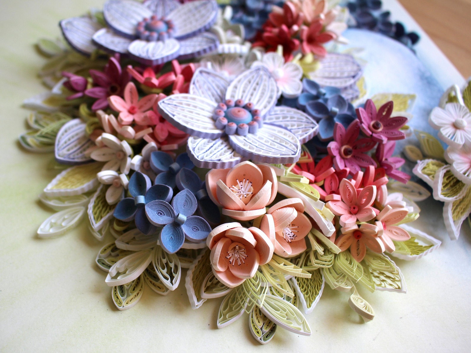 3D Paper Quilling Bouquet with Gentle Spring Flowers Etsy