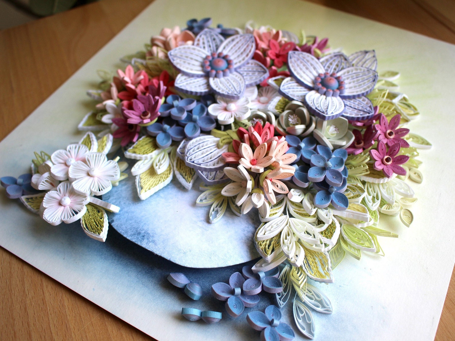 3D Paper Quilling Bouquet with Gentle Spring Flowers Etsy