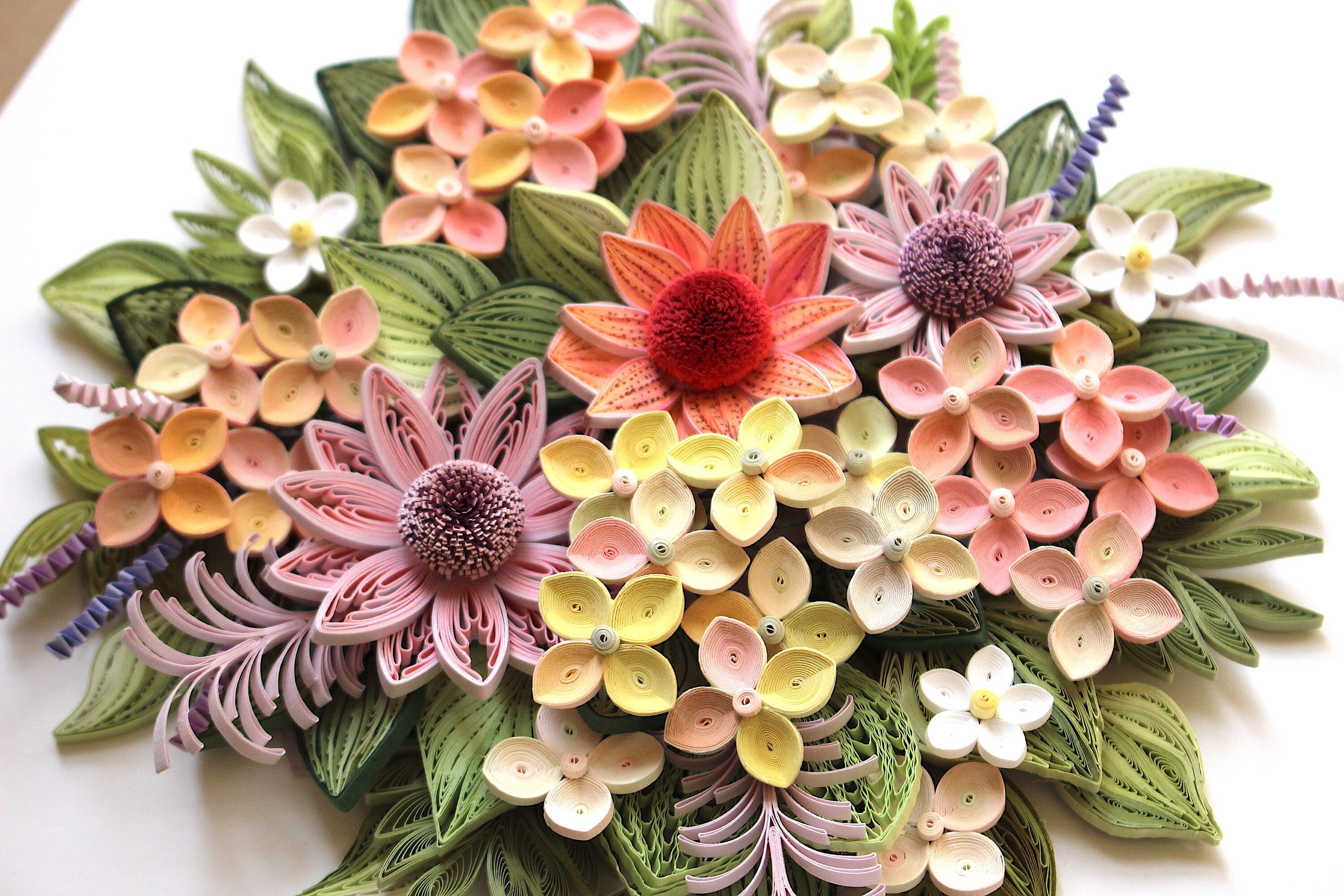 Paper Quilling Wall Art /unframed /quilling Wall Hanging/quilling Wall  Art/3d Quilling Wall Décor/paper Quilling Art/unique Gift/flowers 