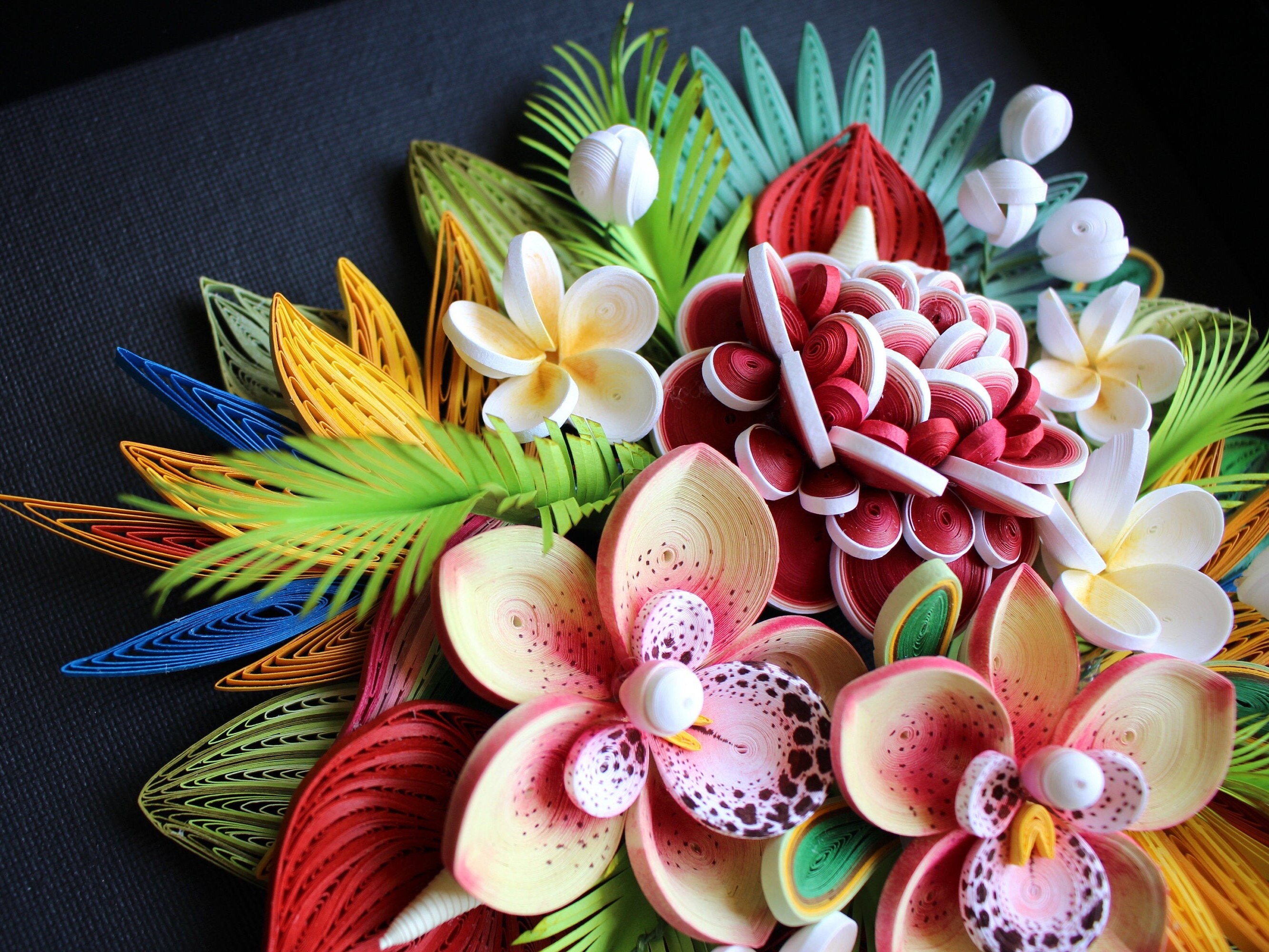 Original 3D Paper Quilling Home Decor Picture Tropical Wall Etsy