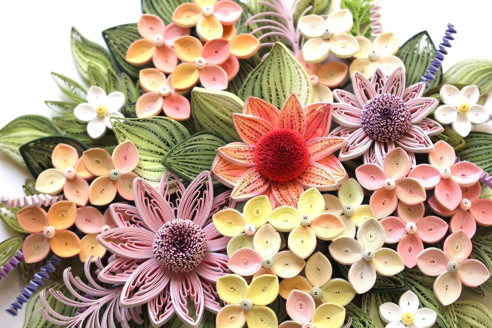 Original Art Paper Quilling Home Decor Picture Pink Hydrangea 1st