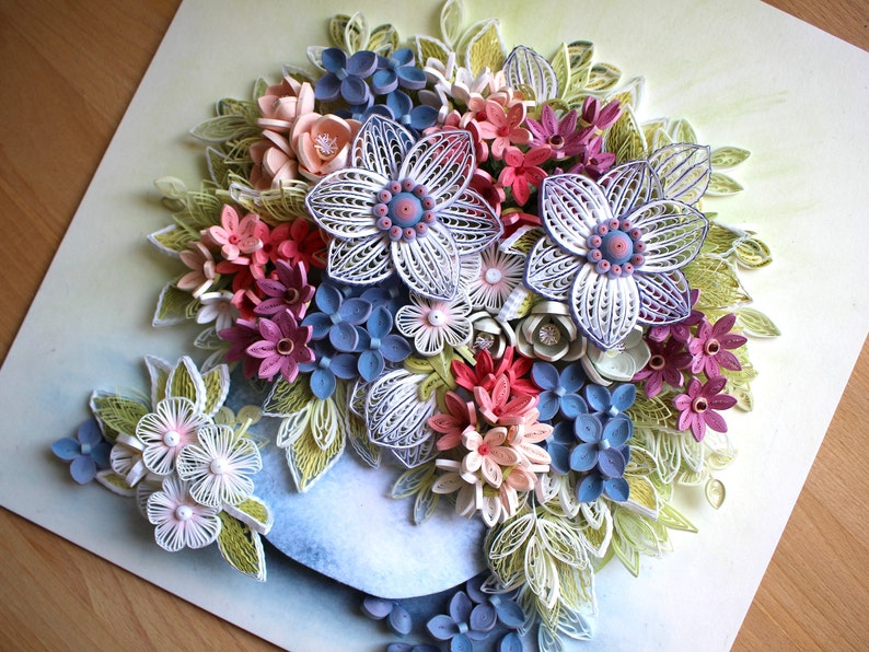 3D Paper Quilling Bouquet With Gentle Spring Flowers Quilling Home