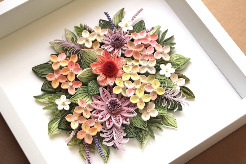 Original Art Paper Quilling Home Decor Picture Pink Hydrangea 1st