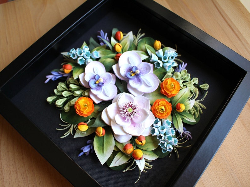 Original 3D Paper Quilling Artwork Botanical Shadow Box Wall | Etsy