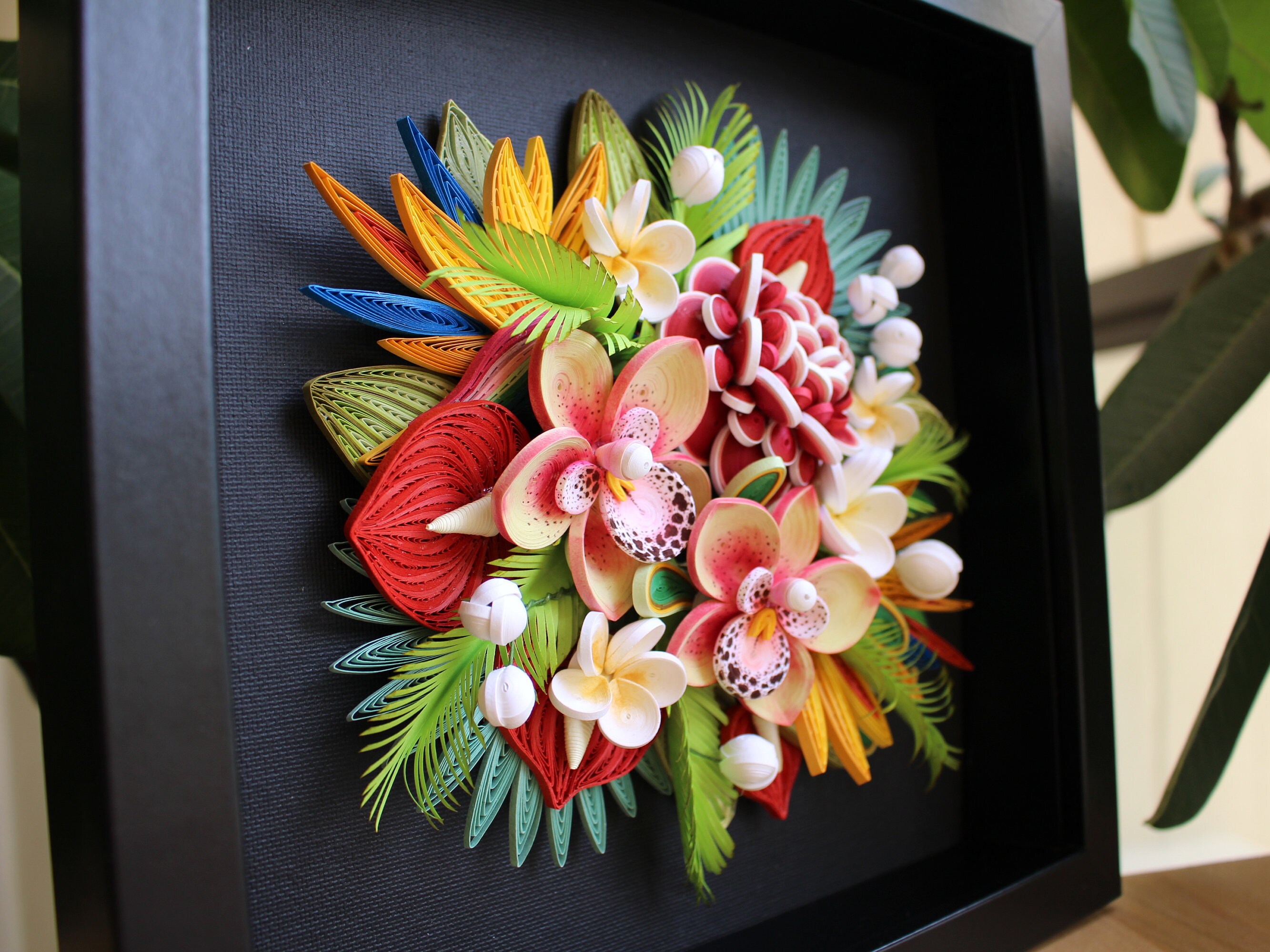 Original 3D Paper Quilling Home Decor Picture Tropical Wall Etsy