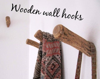 Wooden wall hook, Cork Wood, Rustic Branch Hooks, Wooden Hook Rack, Tree Branch Coat Hanger, Towel Hooks, Wall Hooks