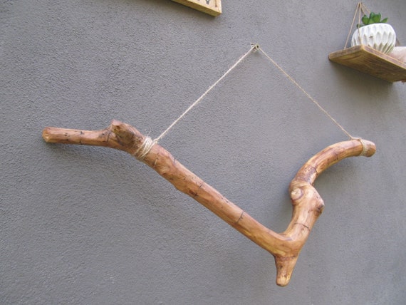 Bellissimo ramo di impiccagioni di legno d'ulivo intagliato, ramo decorativo  esposto all'aria rustico, ramo di legno di impiccagioni di parete, arte  della parete primitiva, fornitura di artigianato -  Italia