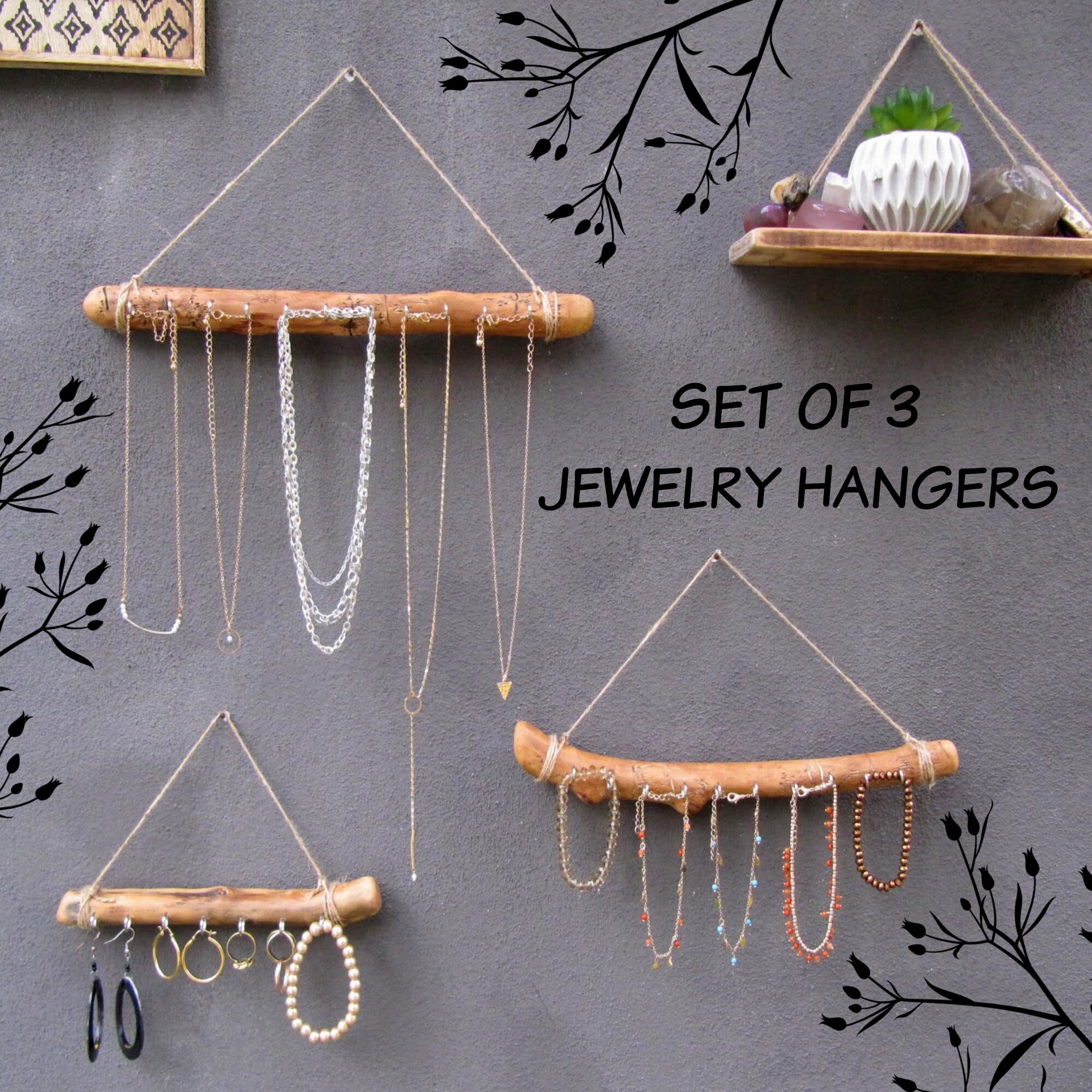 Made to Order Small Space Storage Hangers Olive Wood Jewelry Organizer Choose your own jewelry Display Art Eco friendly Zero Waste