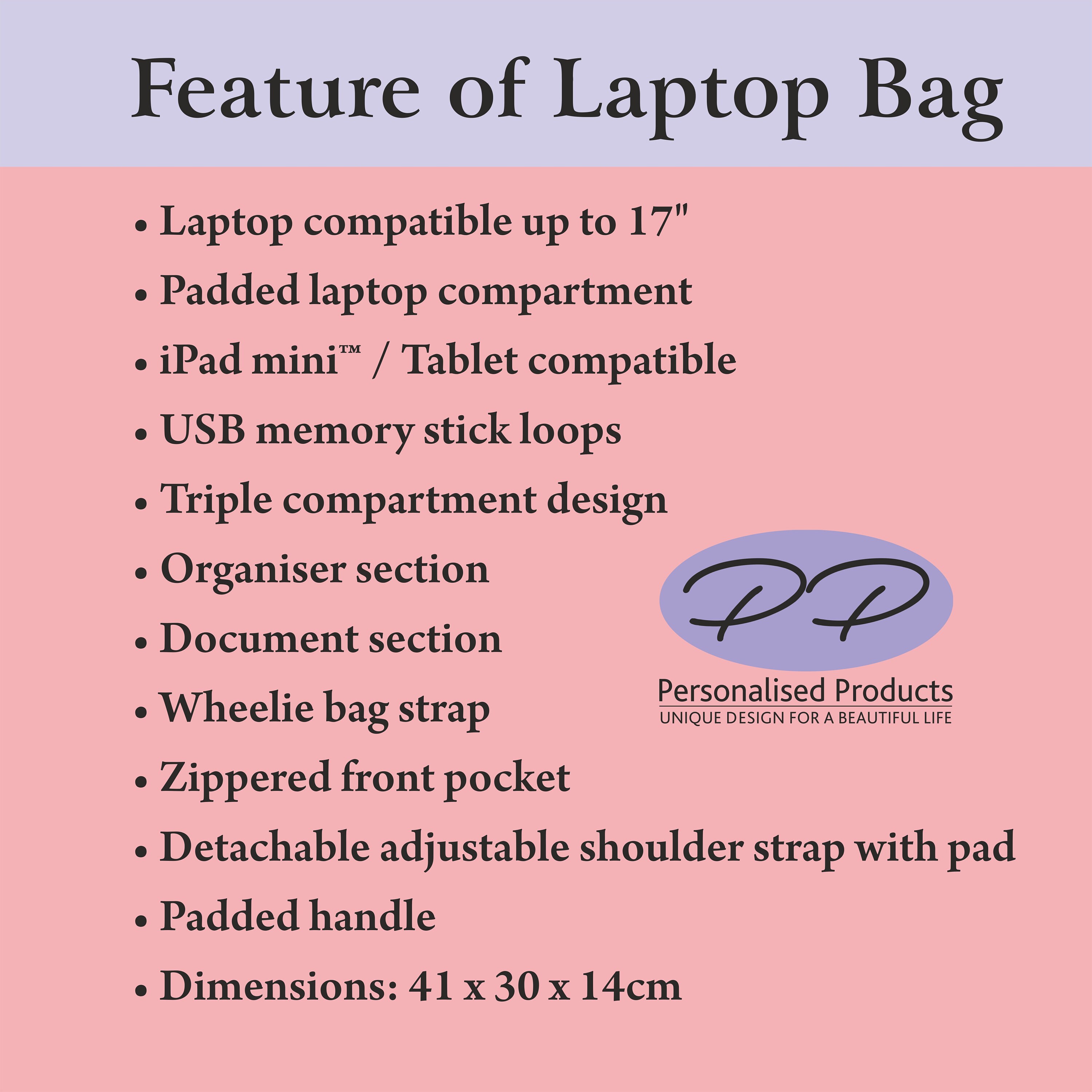 Personalised Executive Laptop Briefcase Bag, Personalized Laptop Case