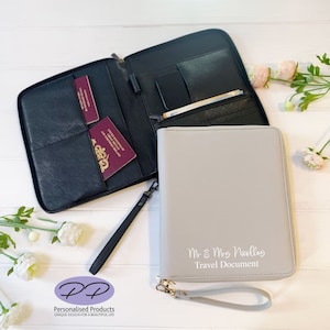 Titular de documentos de viaje premium, Organizador de casos de viaje personalizado, Cartera de documentos de viaje personalizada, Impresión de nombres en el organizador de documentos