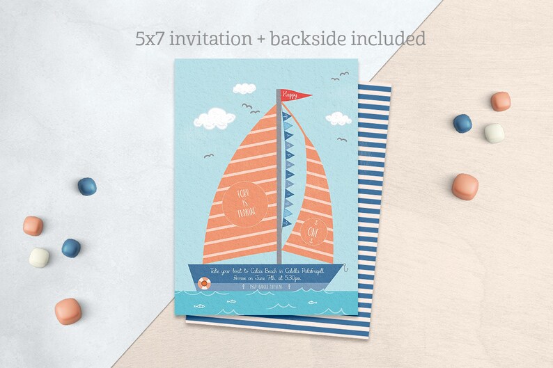 Editable BOAT birthday invitation for any age. Instant Etsy