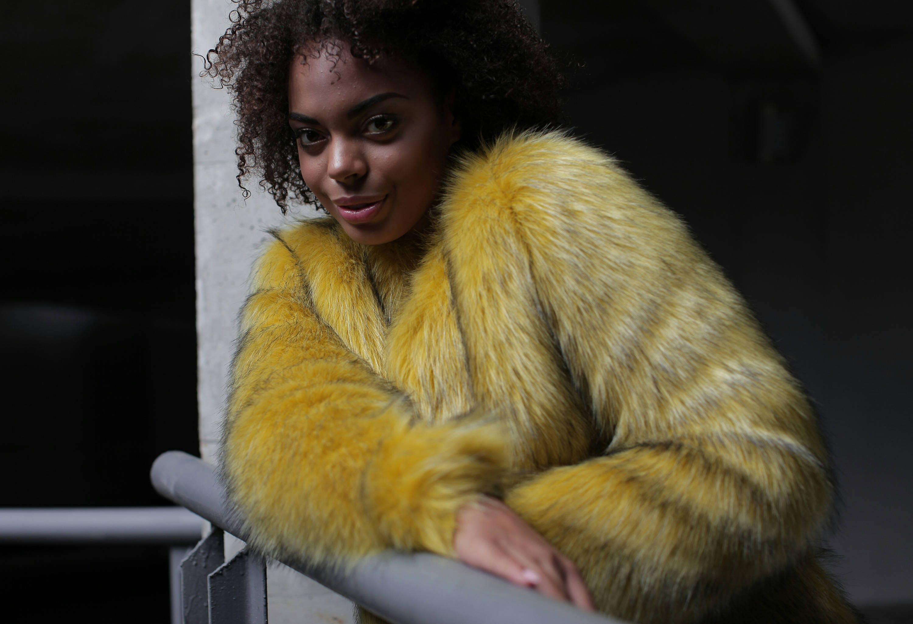 fur coat yellow