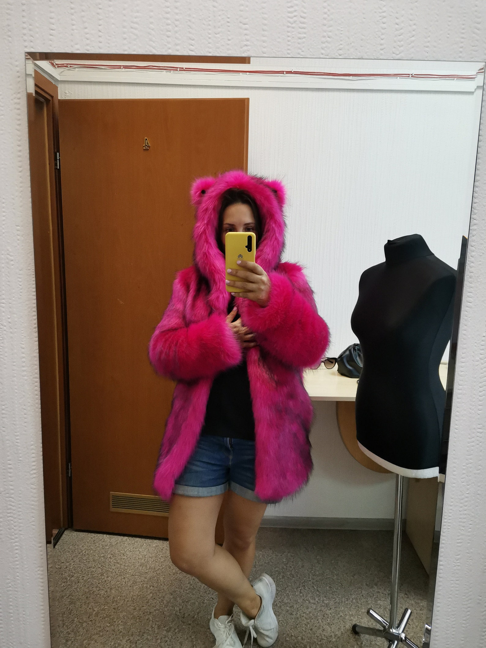 Pink faux fur coat for woman Hot pink womens fur coat Etsy