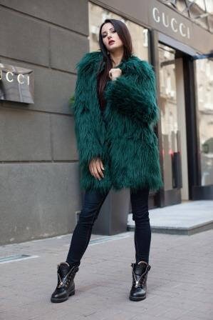 emerald green fur jacket