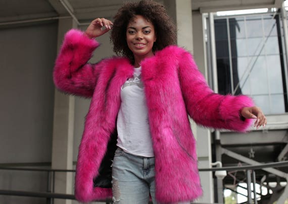 pink faux fur jacket