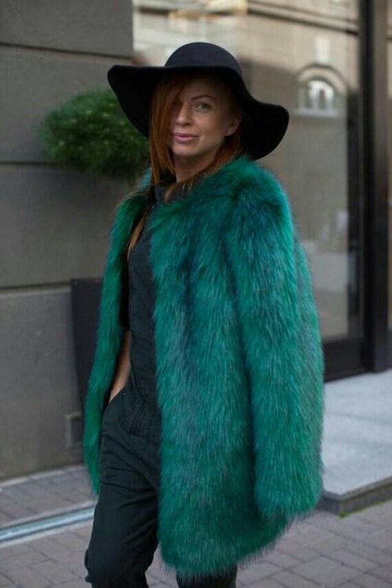 green fur jacket