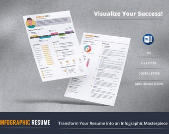 Infographic Resume Template for MS Word, ATS Friendly Infographic Resume Docx Format, Software engineer resume, Programmer Infographic CV