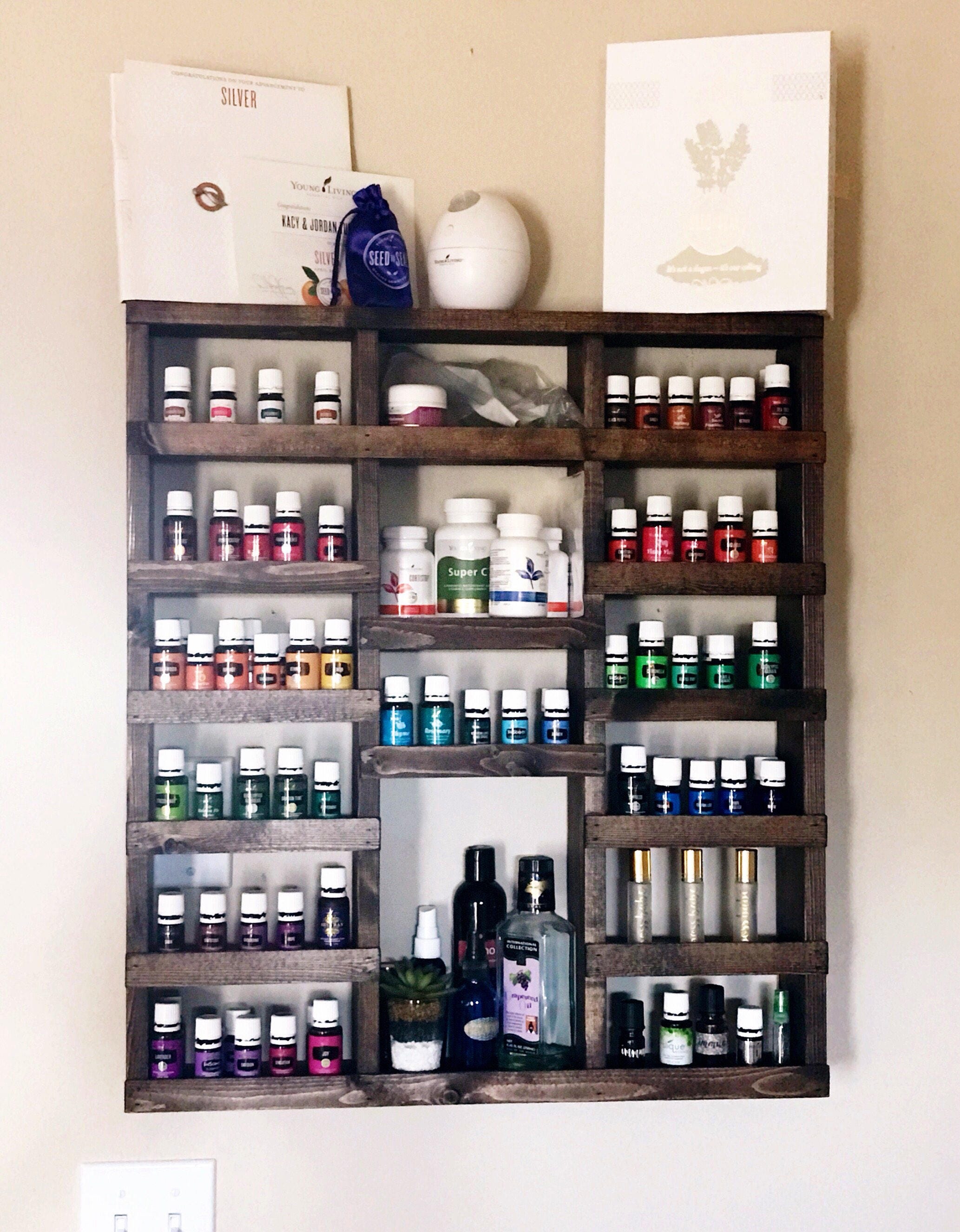 Large Essential Oil Wall Rack Essential Oil Shelf Storage Etsy