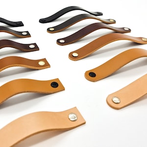 Maniglie per cassetti in pelle - 3,8 mm (0,15'') di spessore - Maniglie per mobili in pelle, maniglie per mobili - Pieno fiore, concia al vegetale