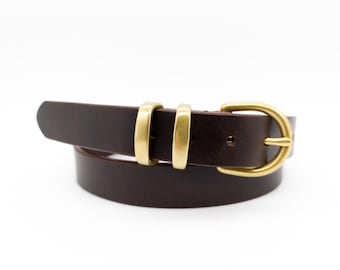 Handmade Full Grain Leather Belt: Solid Brass Buckle, Equestrian Grade