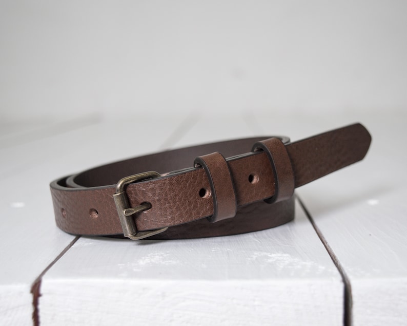 Full grain leather belt Women Skinny belt Skinny waist belt Mens leather belt Black leather belt Thin belt Veg tan leather belt Brown