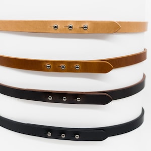 Minimalist Leather Belts – Handmade Women’s Belt, Minimalist skinny belt, Buckle free leather belt