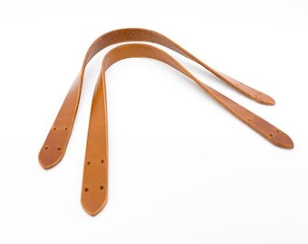 Honey Brown Leather Handles – DIY Handbag Straps for Crochet & Tote