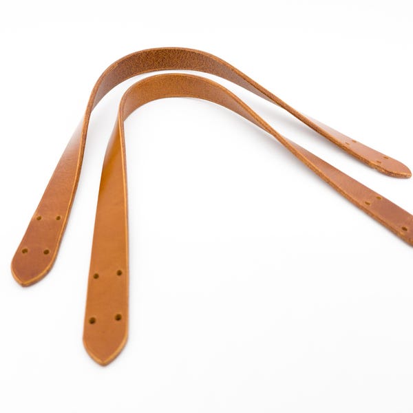 Honey Brown Leather Handles – DIY Handbag Straps for Crochet & Tote