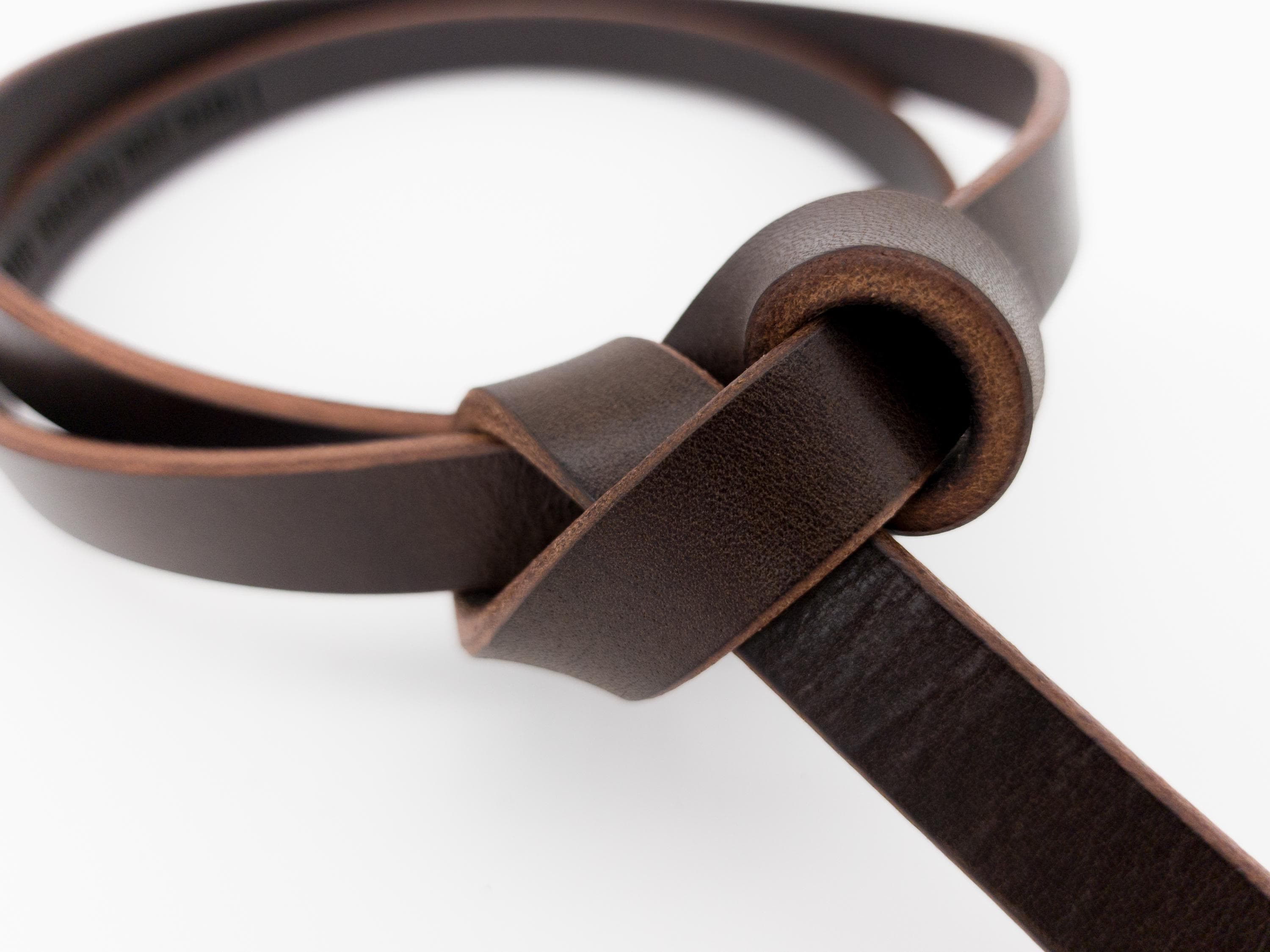 Leather Tie Belt: Skinny Women Knot Waist Belt for Dresses  display picture 1