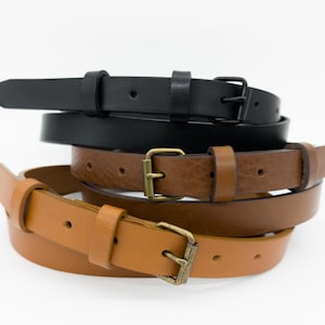 Minimalist Leather Belt – Slim Full Grain Handmade Waist Belt for Women