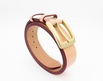 Luxury Designer Leather Belt – Full-Grain Vegetable-Tanned, Handmade Italian Inspired Unisex Belt, Solid Brass Buckle