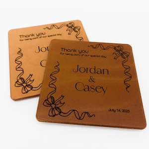 Personalized Leather Wedding Coasters – Custom Couple Gift – Rustic Wedding Favors
