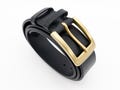Men's Black Bridle Leather Belt – Full Grain – Gold, Solid Brass Buckle – 38mm product logo
