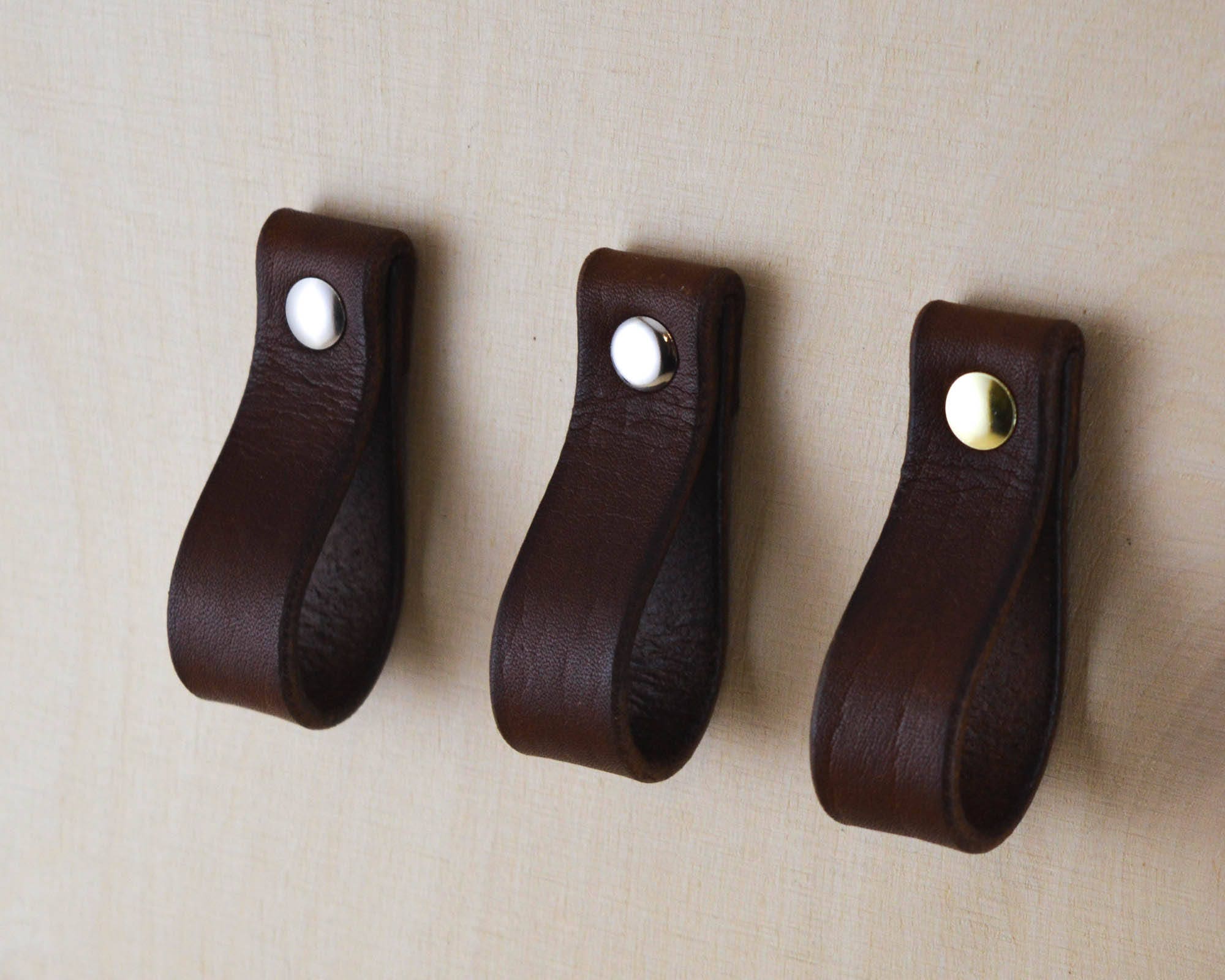 Leather pulls Leather handles Drawer pulls Leather Etsy