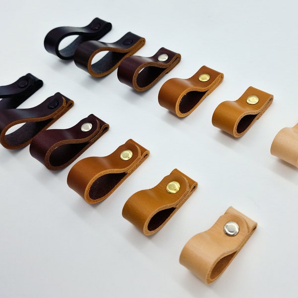 Leather drawer pulls | Leather cabinet pulls | Leather furniture knobs | Leather drawer handles | Kitchen cabinet knobs | Furniture handle