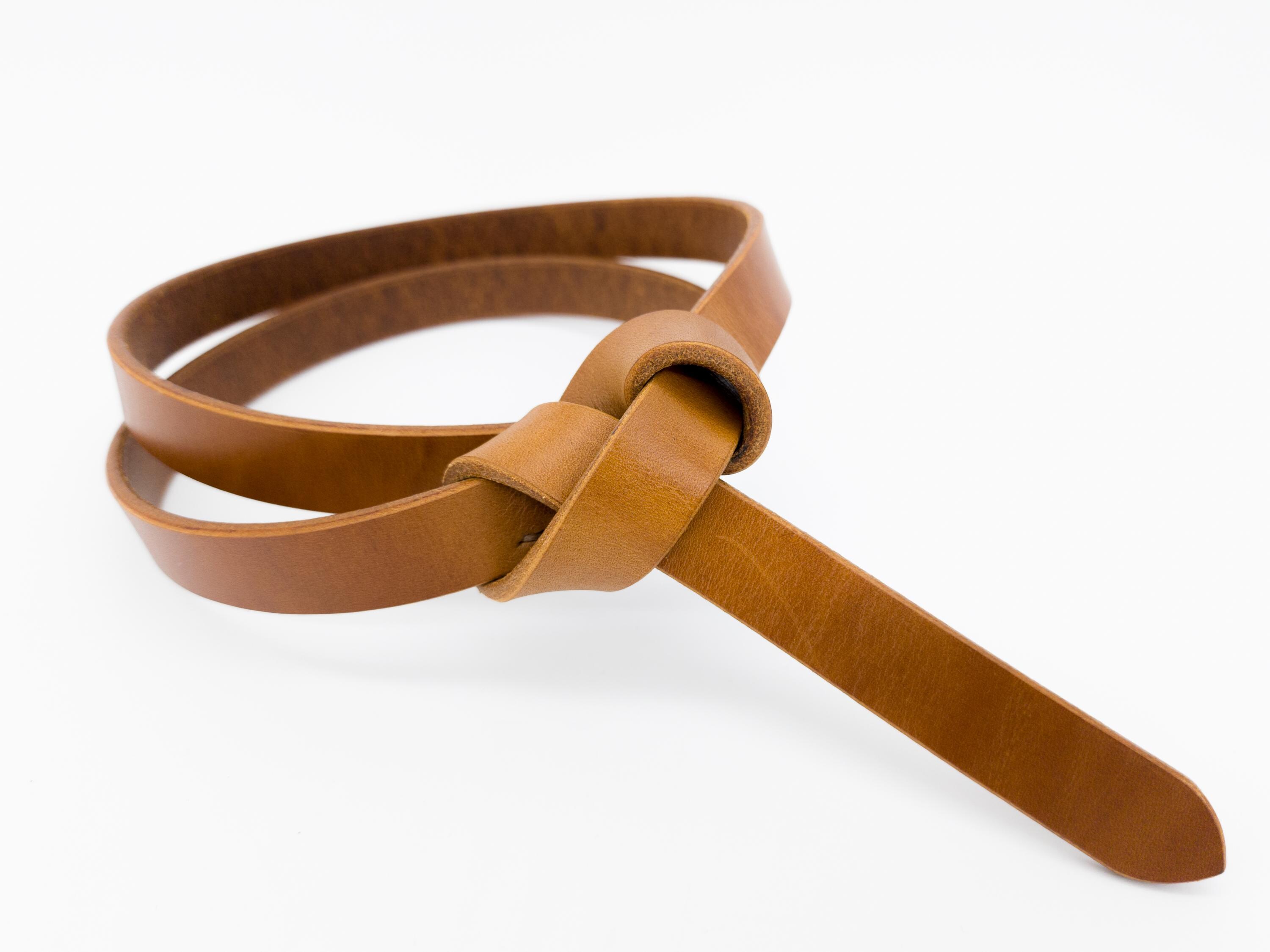 Leather Tie Belt: Skinny Women Knot Waist Belt for Dresses 