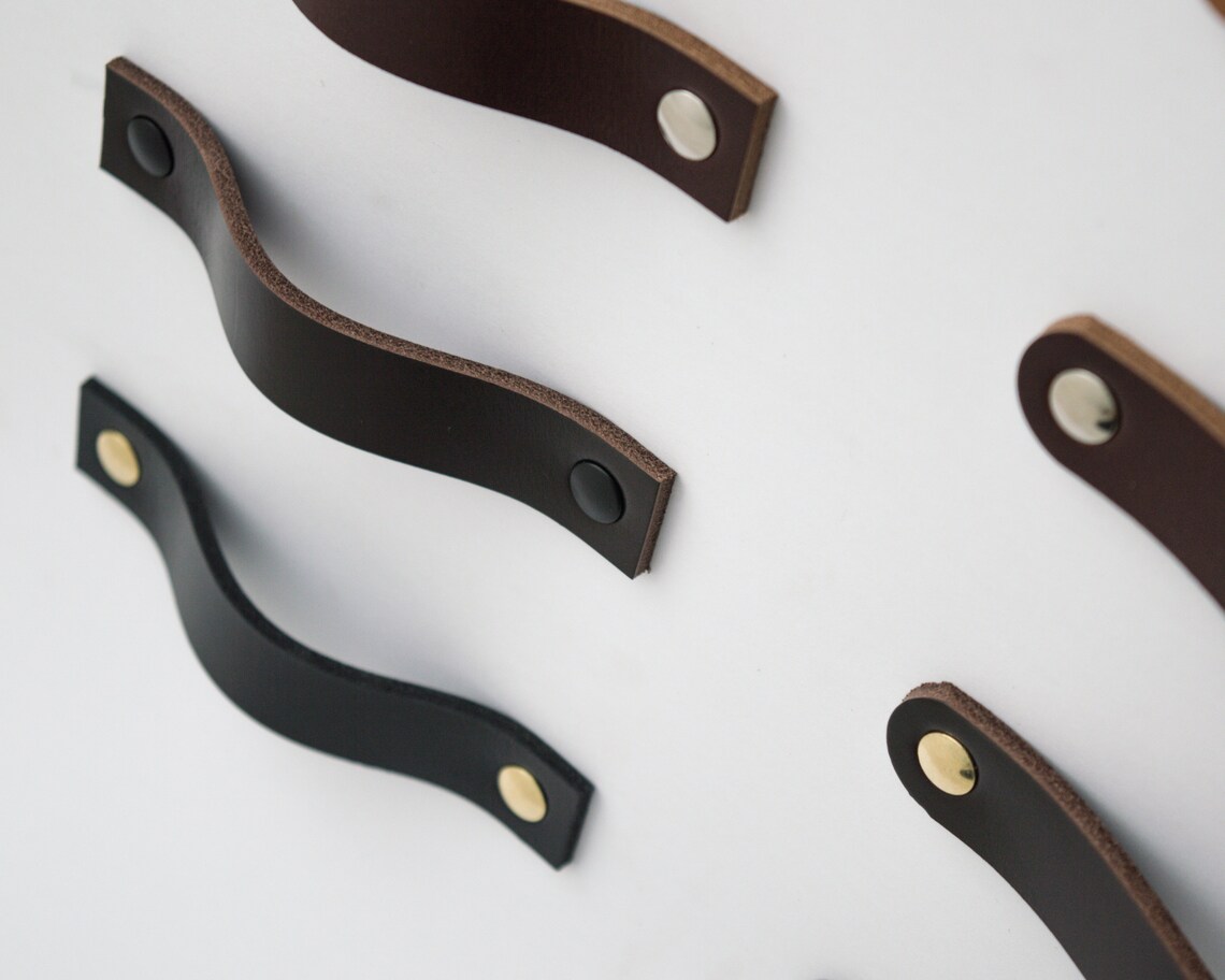 Leather Drawer Handles Leather Drawer Pulls Kitchen Etsy