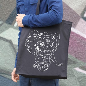 Elephant Print Cotton Tote Bag