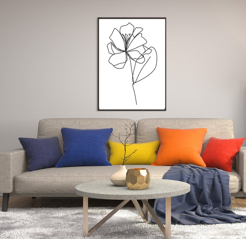 Flower Print Simple Flower Wall Art Modern Minimalist Etsy