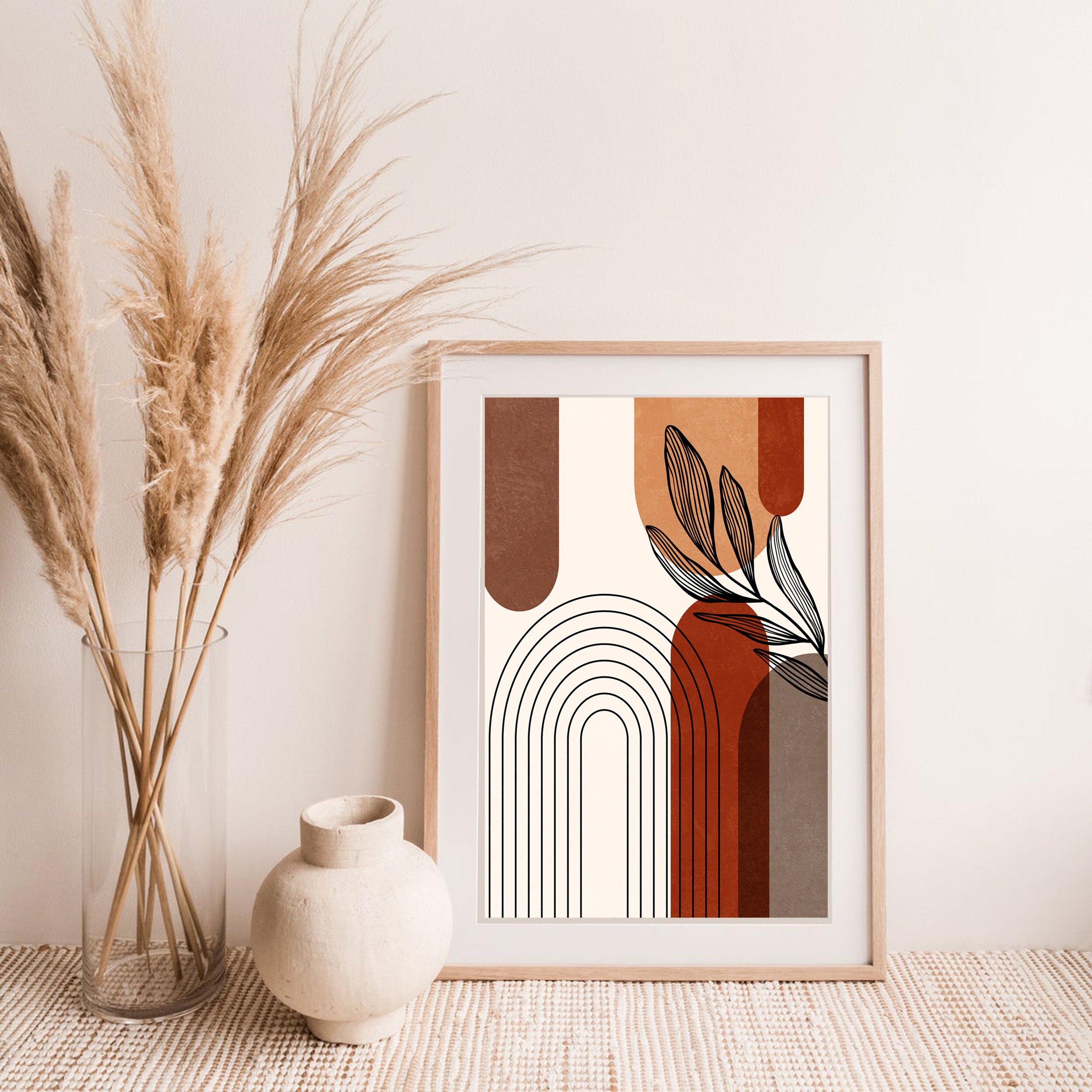 Earth tone wall art print burnt orance decor Set of 2 | Etsy