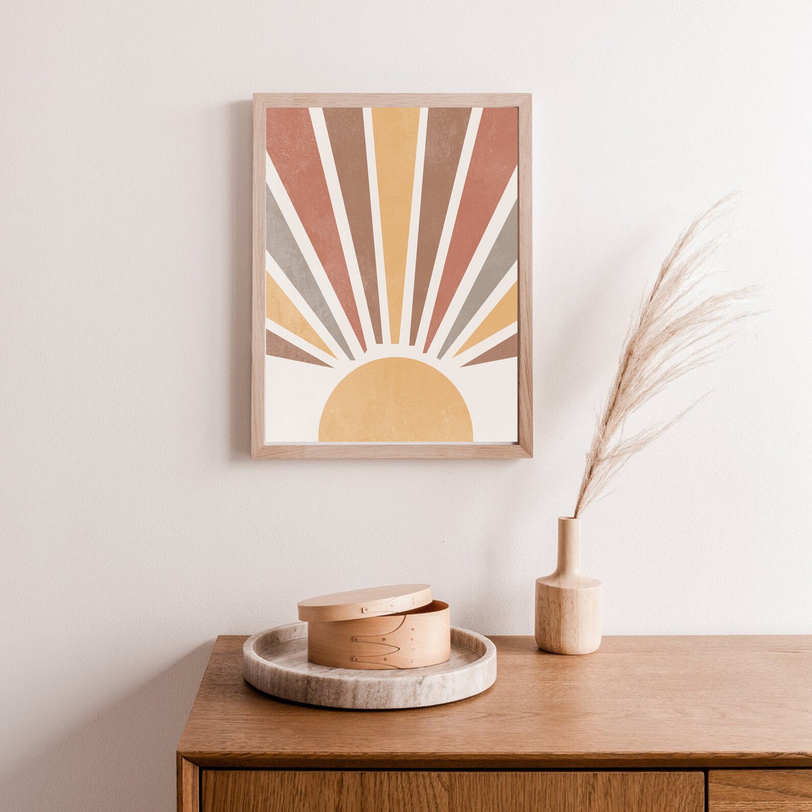 Earth tone wall art Abstract sun Print Printable Wall Art Etsy