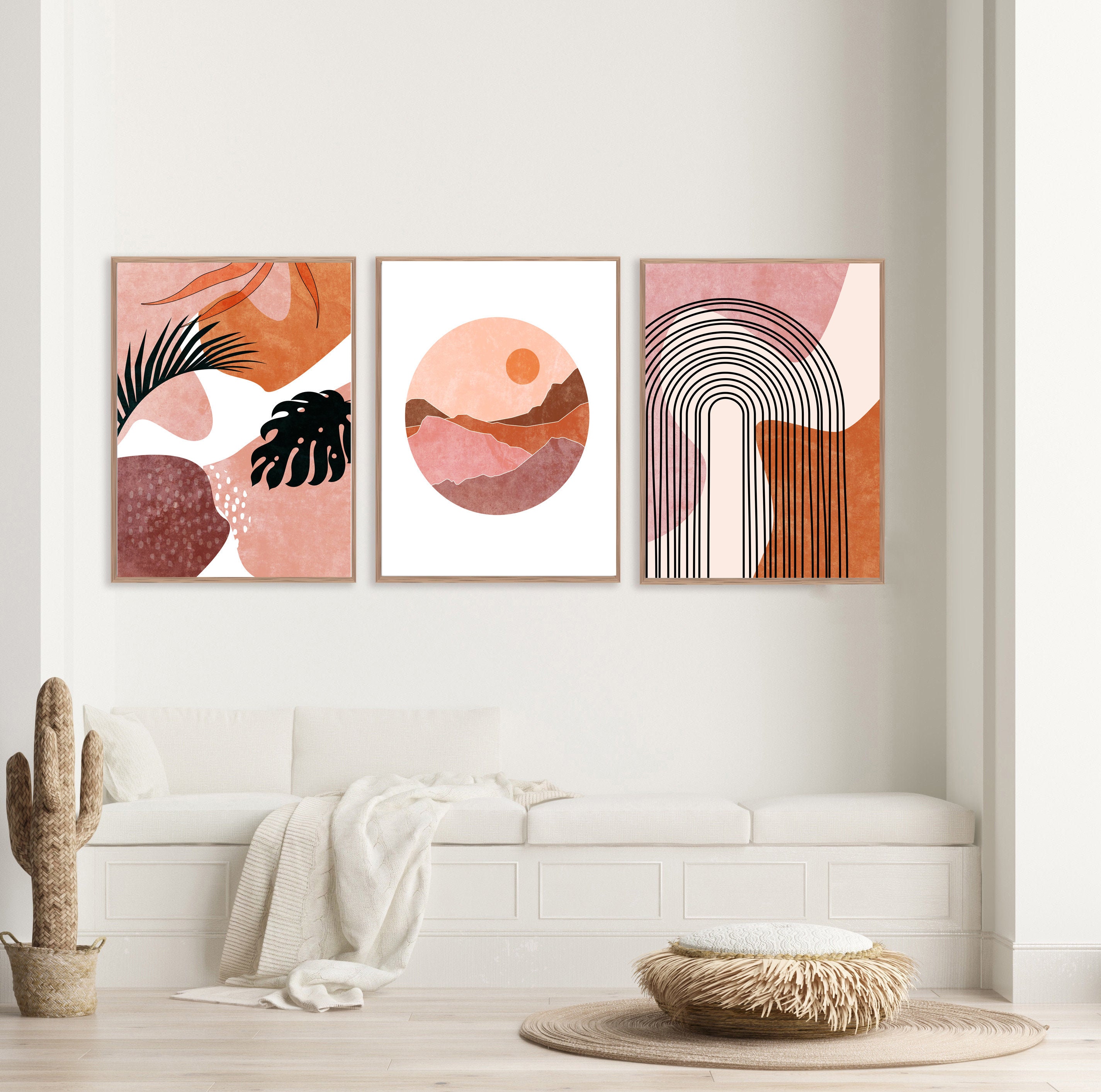 Set Of 3 Gallery Boho Wall Art Minimalist Landscape Printable - Etsy