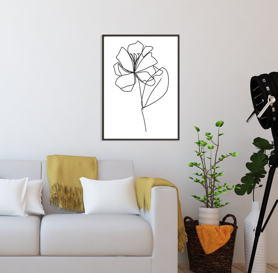 Flower Print Simple Flower Wall Art Modern Minimalist Etsy
