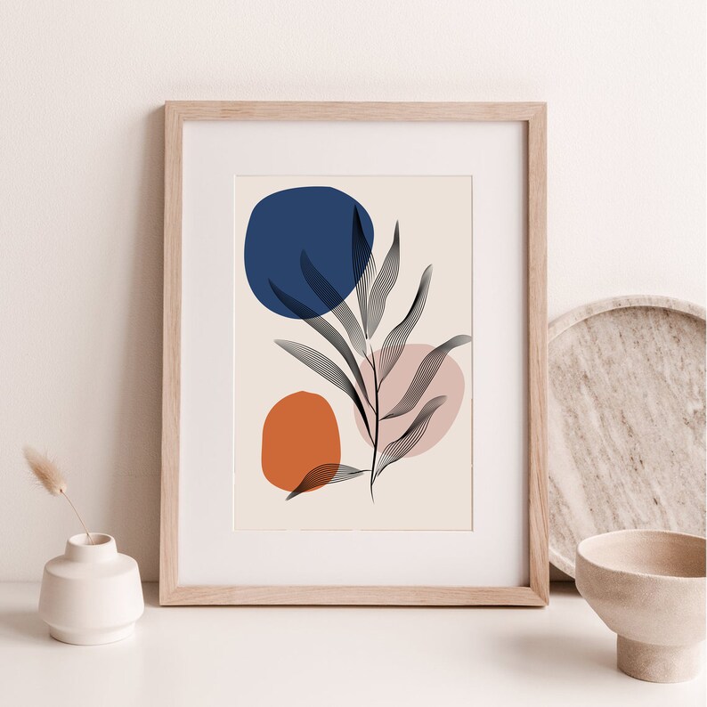 Boho Print Blue Gallery Wall Art Set of 3 Navy Blue Geometric Etsy