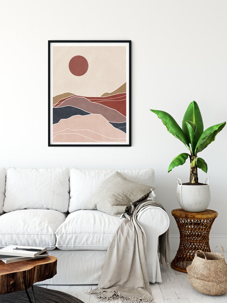 Boho Print Set of 2 Wall Art Sun and Moon Print Download | Etsy