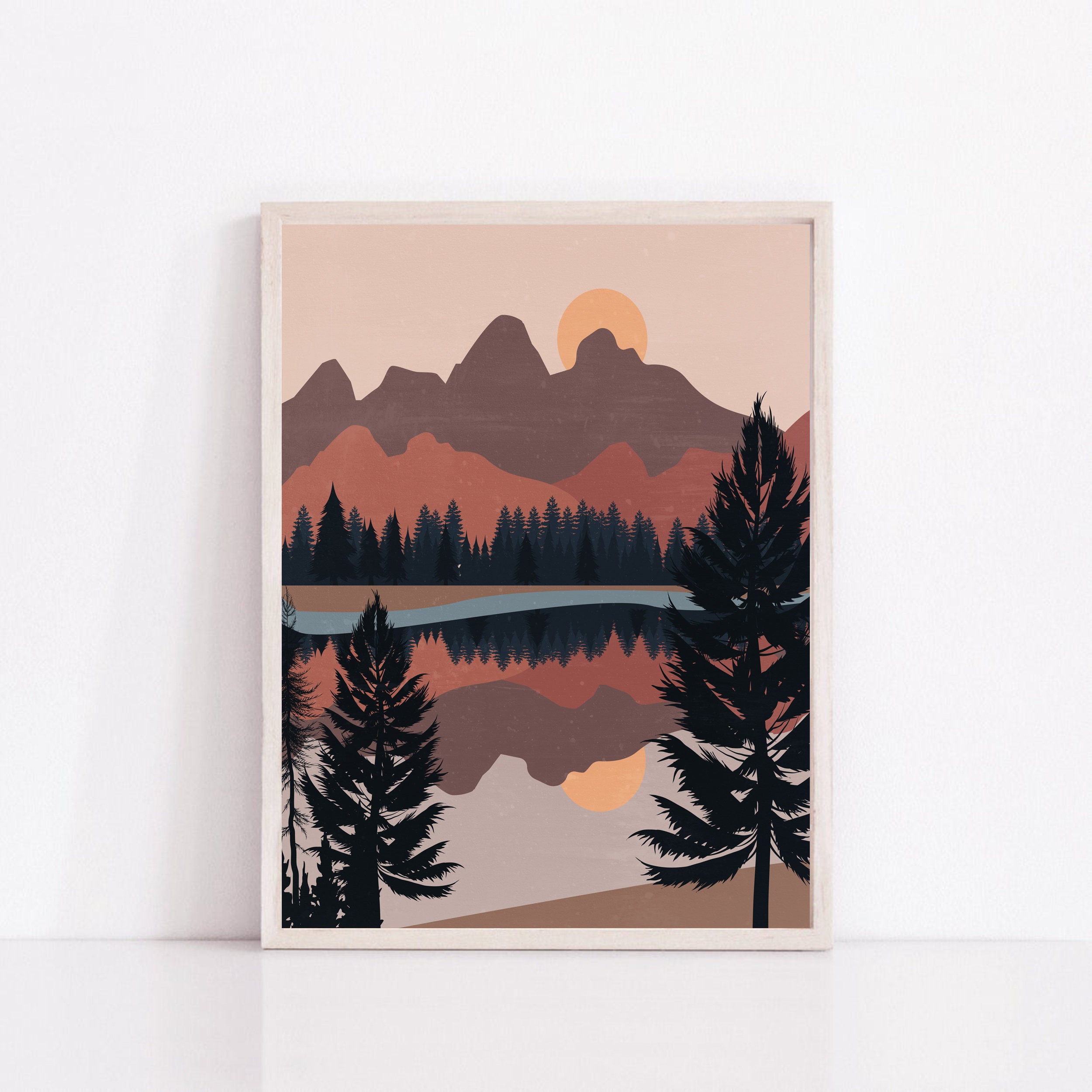 Boho Wall Print Mountain Mountain Printable Boho Print Etsy